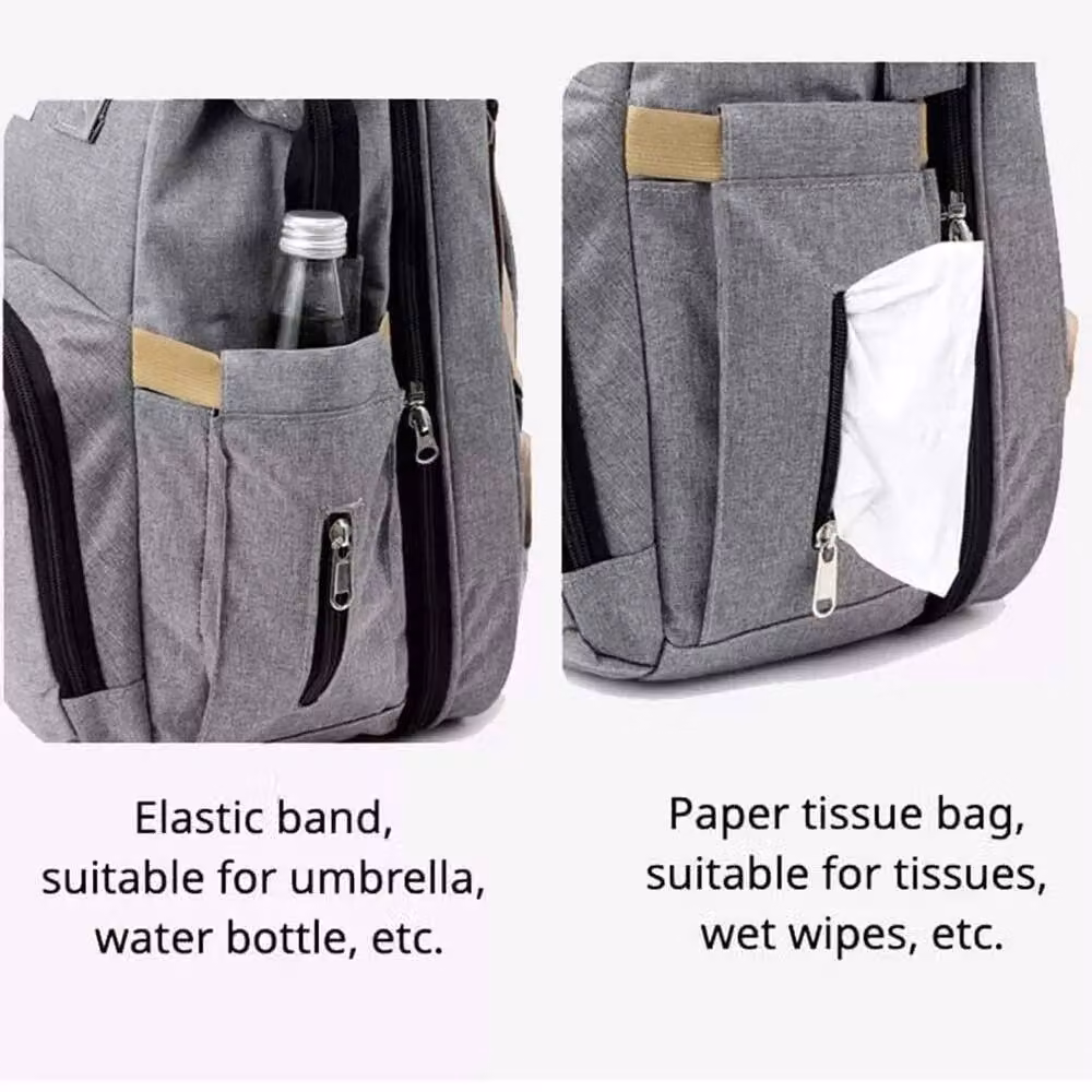 VOGREX Grey Foldable Large Nappy Backpack with Changing Mat – 3