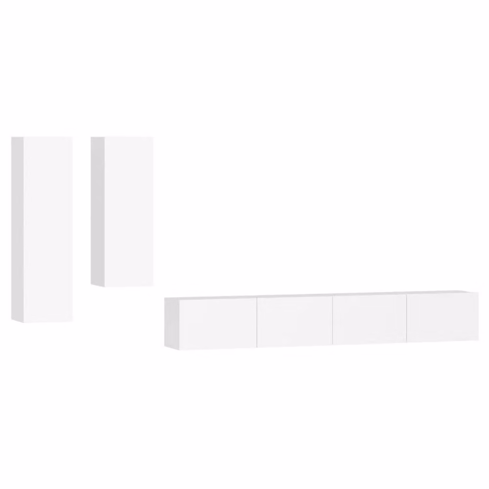 Berkfield Home 4 Piece White Engineered Wood TV Cabinet Set with Sliding Doors and Internal Shelves – 2