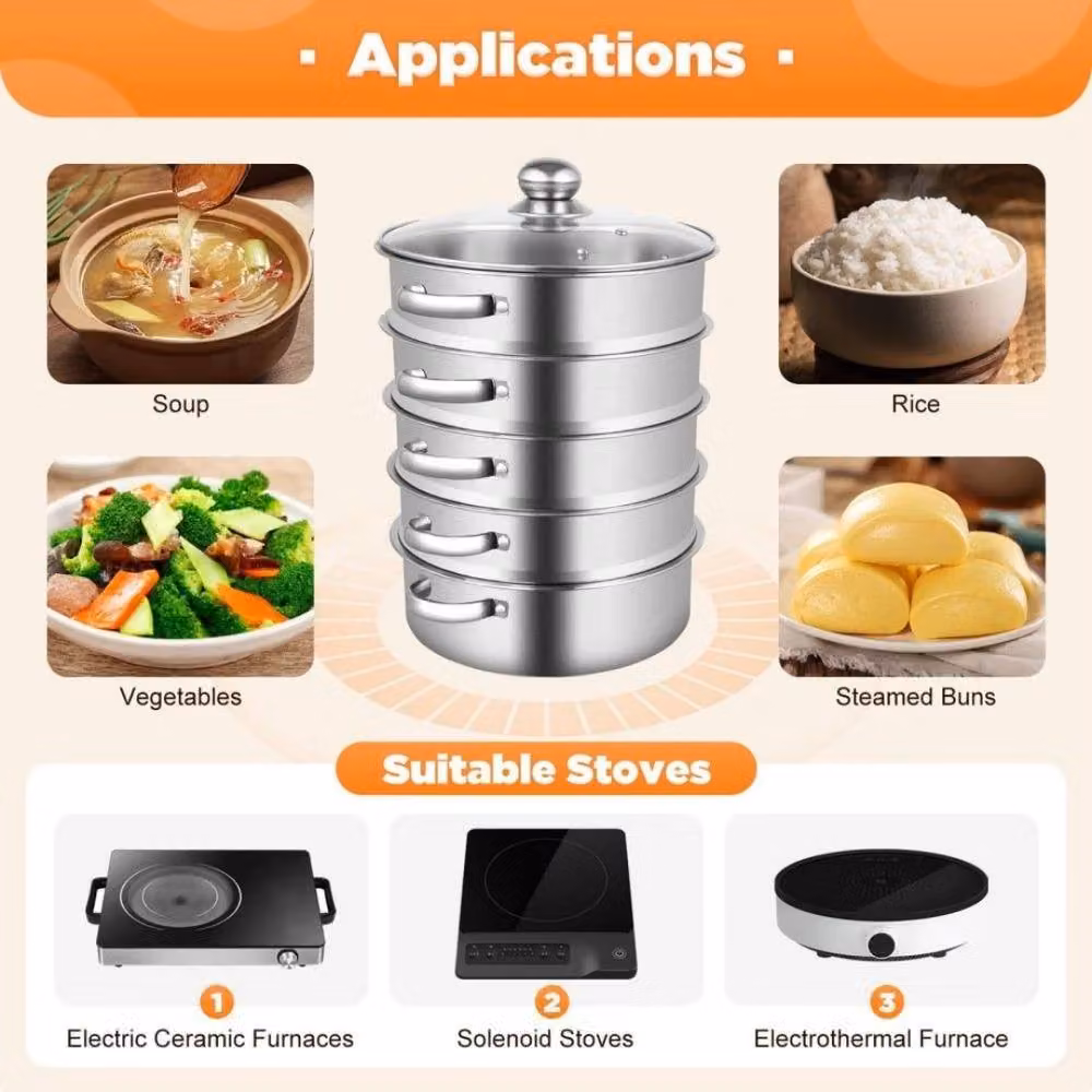 Kelvenix Stainless Steel Induction Hob Multi Veg Cooker Pot Set in Silver – 3