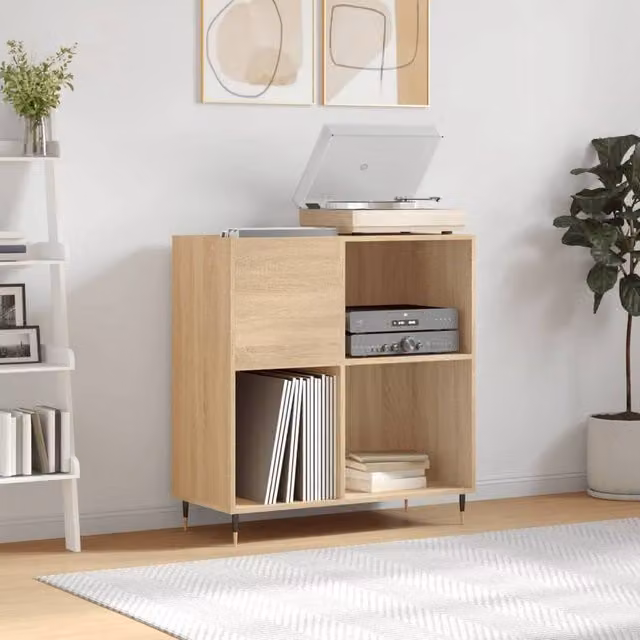 Berkfield Home Sonoma Oak Record Cabinet in Light Brown, W/D/H: 84.5 x 38 x 89 cm – 1