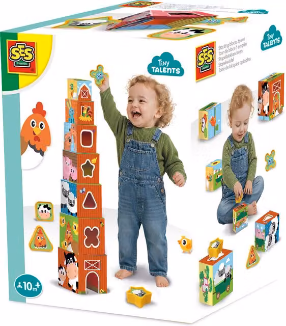 SES Creative Multicolour and Brown Animal Shape Sorter Stacking Toy made of Wood and Plastic