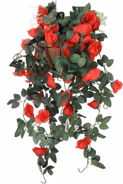 Neel Blue Artificial Rose Garland Vine with 18 Red Flowers, Length: 110 cm – 1