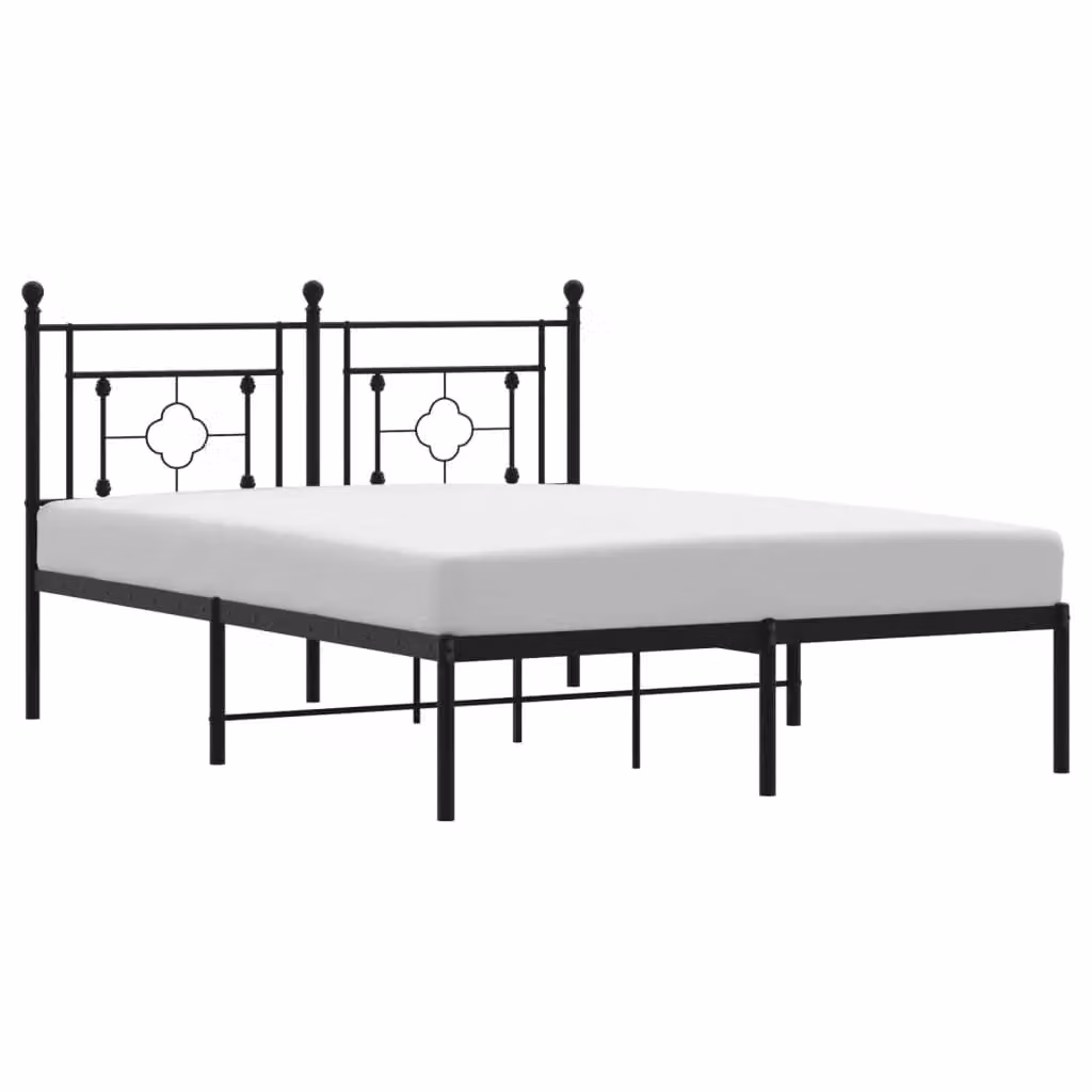 Berkfield Home Metal Bed Frame with Headboard, Black, W: 140 cm, D: 200 cm – 2