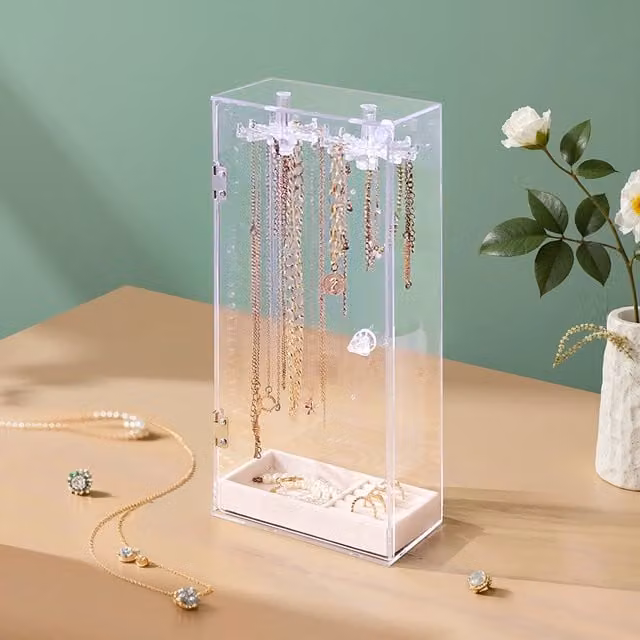 Lifeideas Transparent Acrylic Rotating Jewellery Box with Shelf