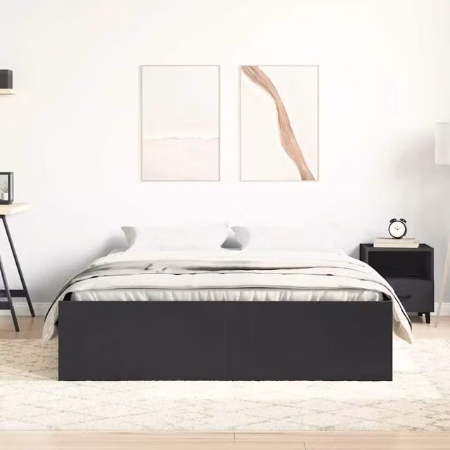 Berkfield Home Modern Bed Frame in Black, W/D/H: 120 x 200 x 35 cm – 1