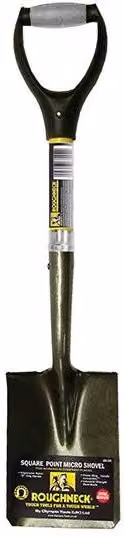 Roughneck Micro Shovel with Square Point Blade and Green Fibreglass Handle – 7