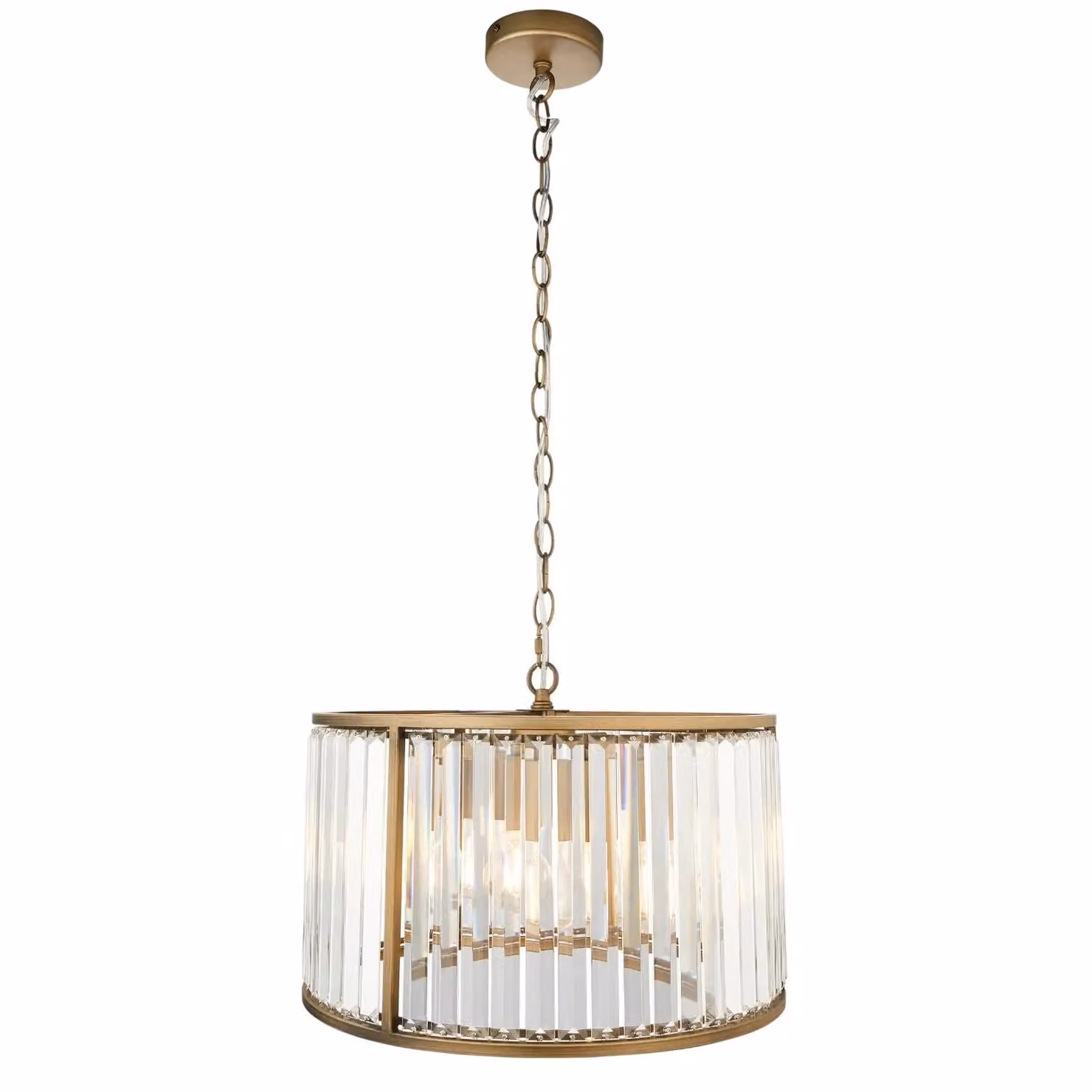 Pagazzi Resto Crystal and Antique Brass Pendant Ceiling Light in Gold – 4