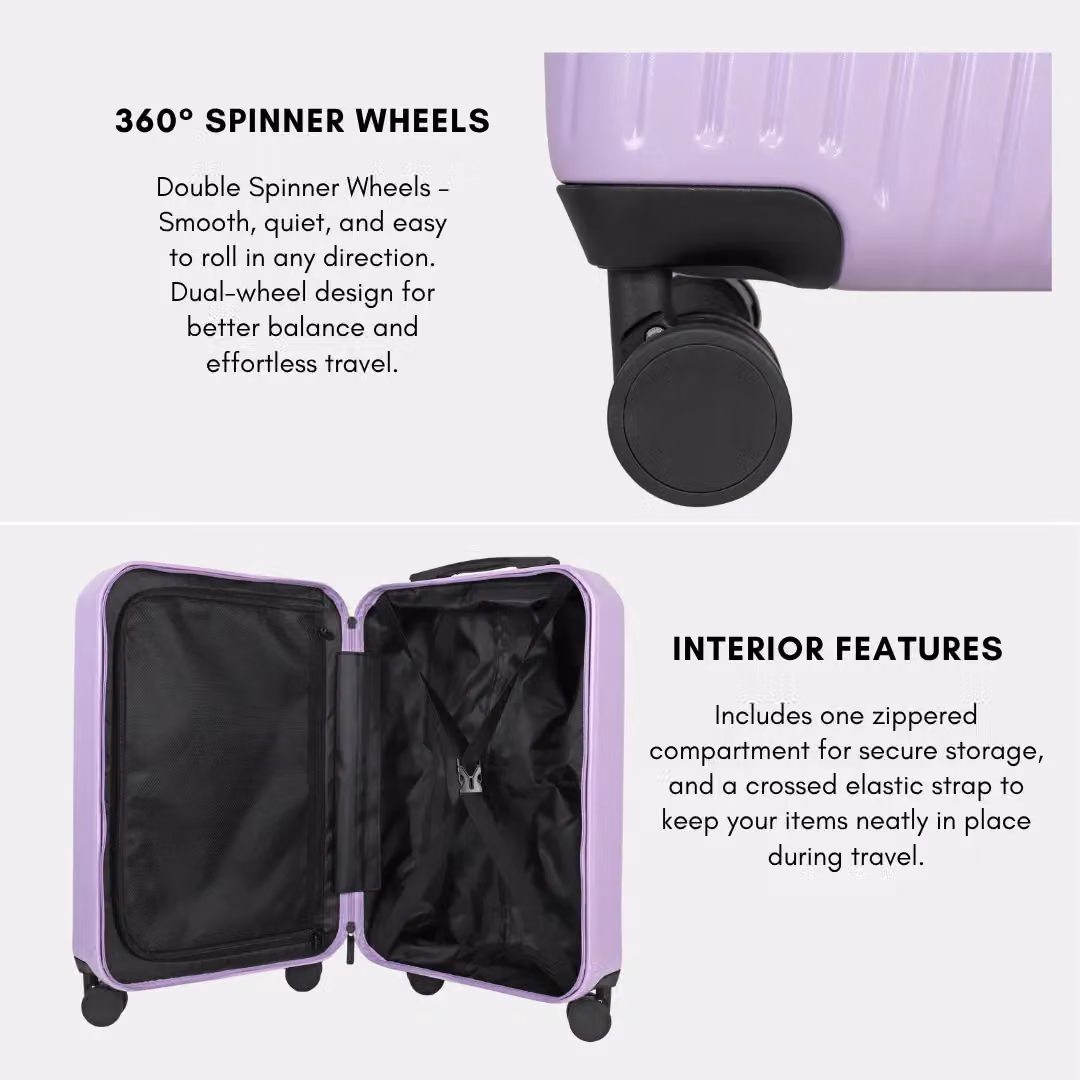 JLY 3 Piece Hard Shell Luggage Suitcase Set in Purple – 4