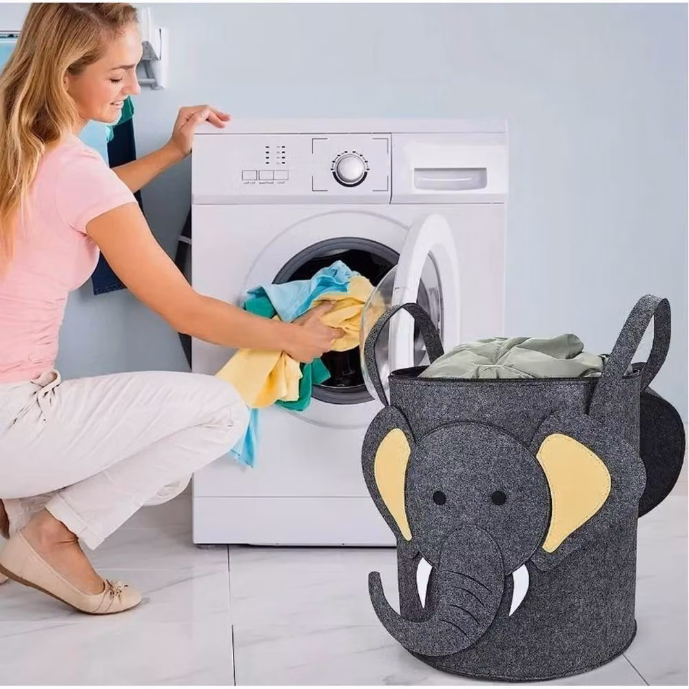 Kelvenix Large Soft Toy Storage Basket Organizer Bag with Lid and Handles, Dark Grey – 3
