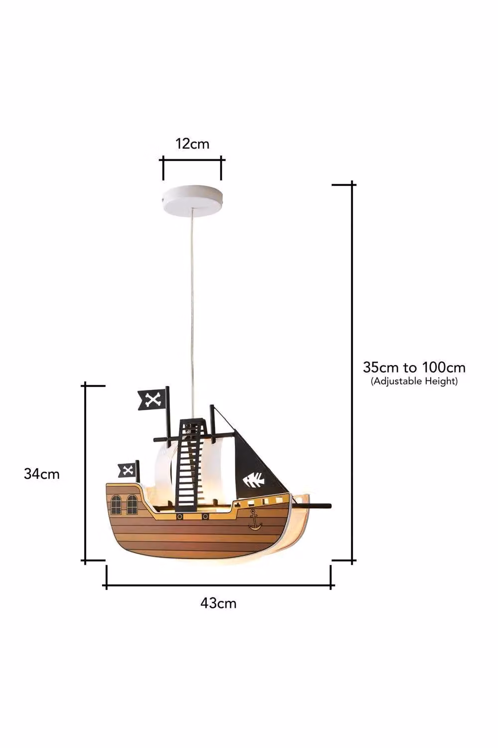 BHS Lighting Glow Pirate Ship Suspended Pendant Ceiling Light in Brown – 3