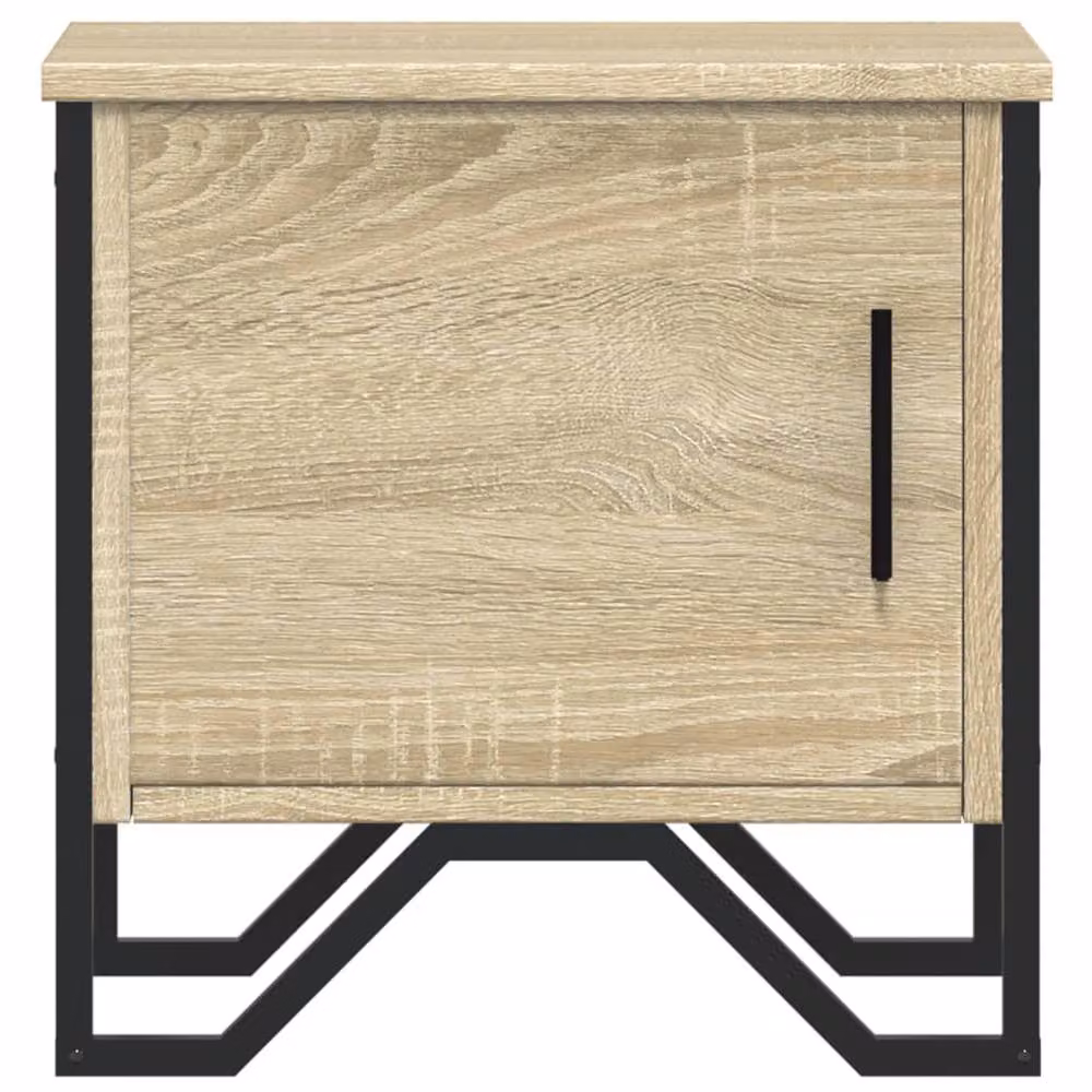 Berkfield Home Modern Bedside Cabinets, 2 Piece Set in Sonoma Oak and Light Tan, W/D/H: 40 x 30 x 40 cm – 4