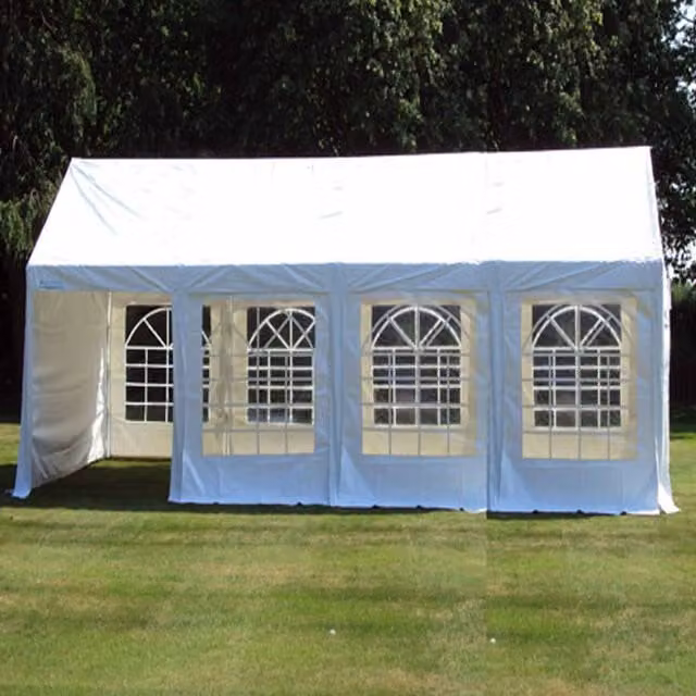 Crocodile Trading Extreme Heavy PVC Commercial Marquee with Gable and Window, White, W 8 m x D 4 m