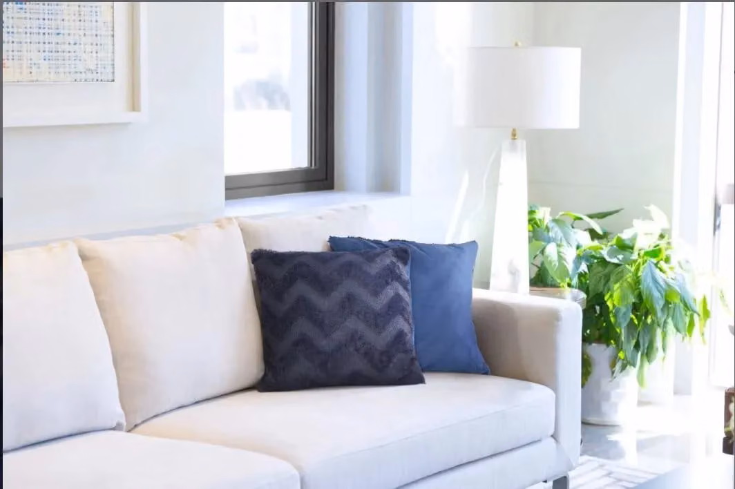 New Edge Blinds Newton Zig Zag Collection Soft Touch Cushion Cover in Blue, W/D/H: 43 x 43 x 43 cm – 2