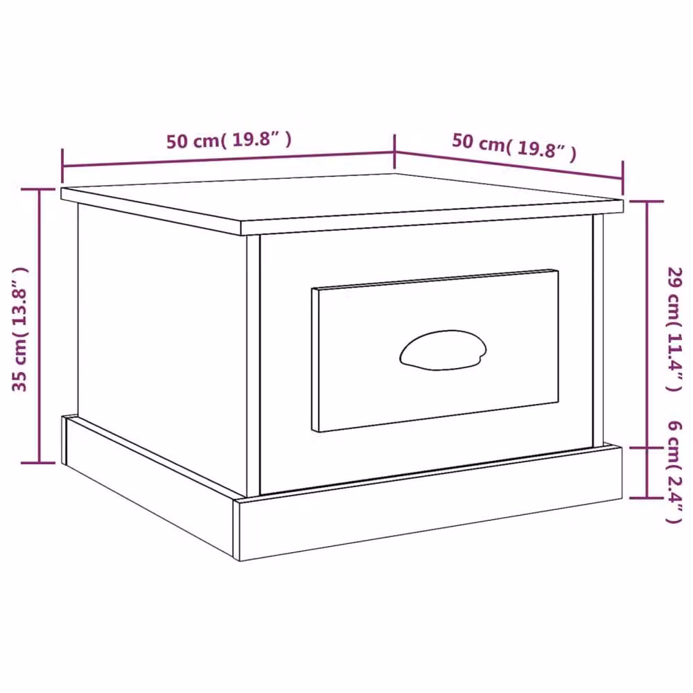 Berkfield Home Decorative Coffee Table in Sonoma Oak, Beige, W/D/H: 50 x 50 x 35 cm – 2