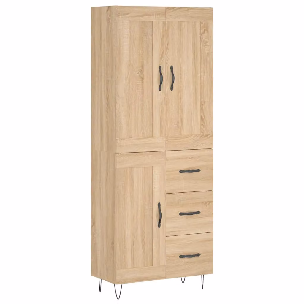 Berkfield Home Sonoma Oak Highboard in Brown, W/D/H: 69.5 x 34 x 180 cm – 2