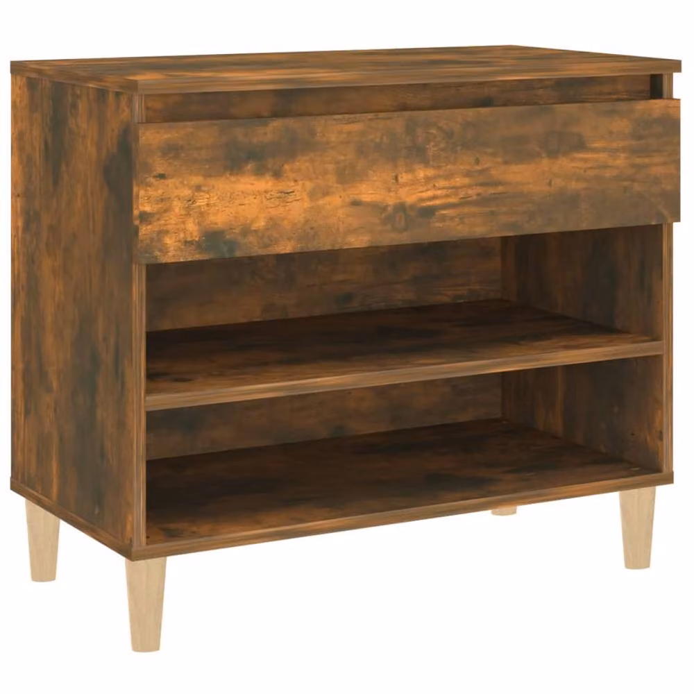 Berkfield Home Smoked Oak Shoe Cabinet in Brown, W/D/H: 70 x 36 x 60 cm – 2