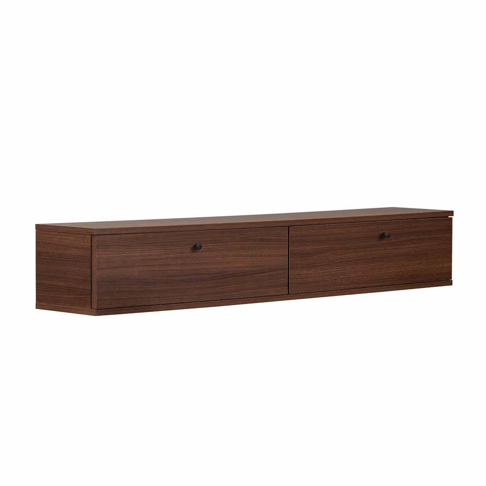 CALICOSY ROY Wall-Mounted TV Unit with 2 Drop-Down Doors, Brown, Width: 160 cm – 4