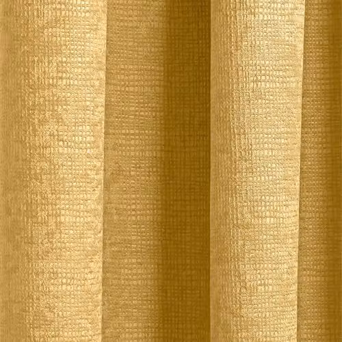 Enhanced Living Matrix Thermal Noise Reducing Dim Out Tape Top Curtains in Yellow, Width: 168 cm, Drop: 229 cm – 2