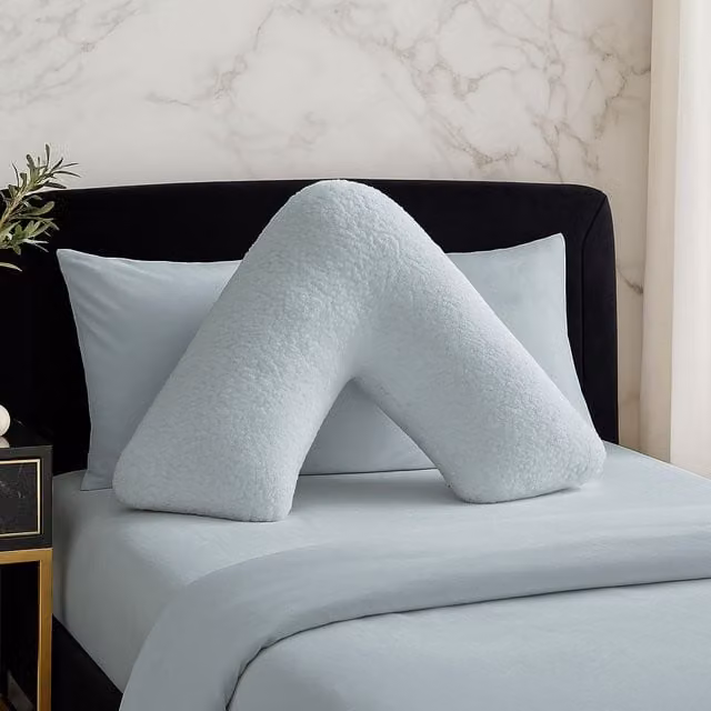 Snug City Home Sweet Home UK Teddy Fleece V Shaped Pillowcase in Duck Egg Blue – 1