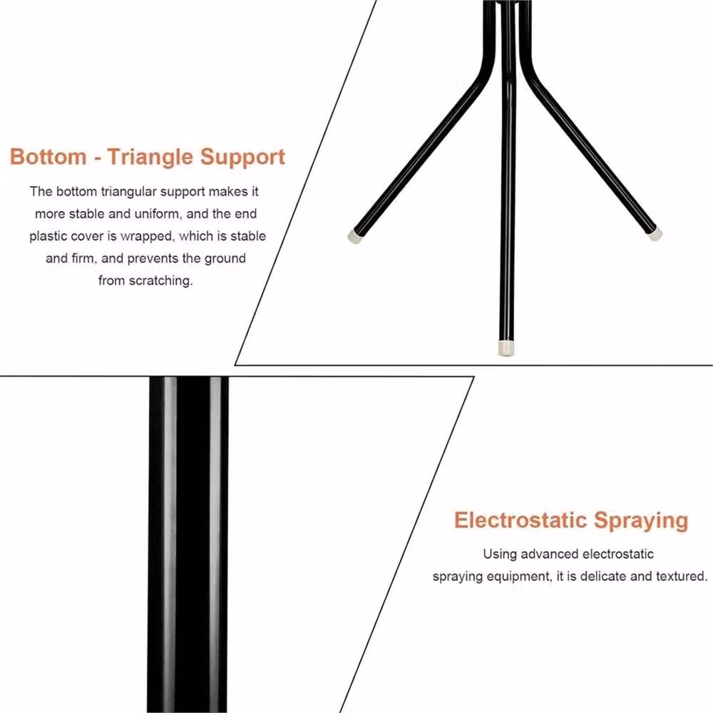 Nordara Modern Tripod Floor Standing Clothes Hanger Rack with Hooks in Matt Black – 3