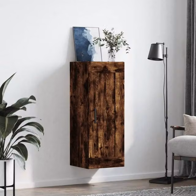 Berkfield Home Wall Mounted Smoked Oak Cabinet in Brown, W/D/H: 34.5 x 34 x 90 cm – 1