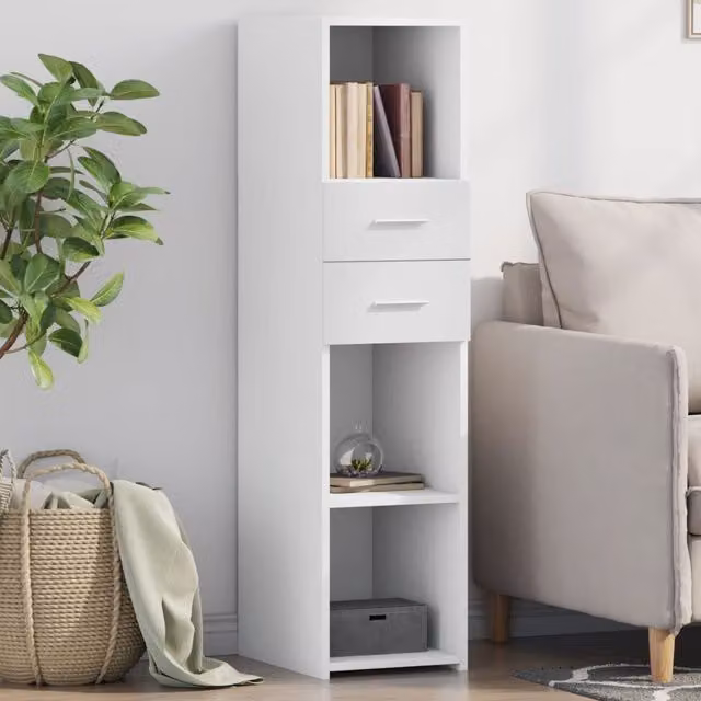 Berkfield Home Modern White Highboard in Matt MDF, W/D/H: 30 x 42.5 x 124 cm – 1