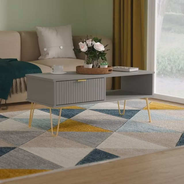 2 U Bexley 1 Drawer Coffee Table in Dark Grey and Gold – 1