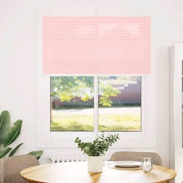 Berkfield Home Single Pleat Pink Polyester Semi-Transparent Blind, W: 110 cm, H: 150 cm