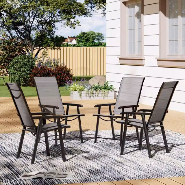 Livingandhome Black Folding Garden Chair Set of 4