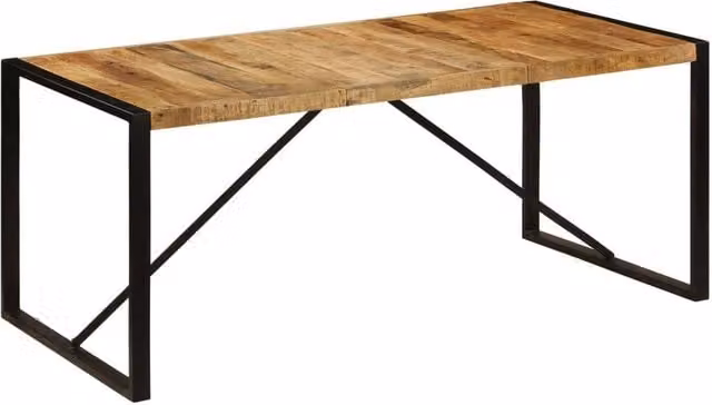Berkfield Home Rectangular Dining Table in Brown Solid Rough Mango Wood – 1