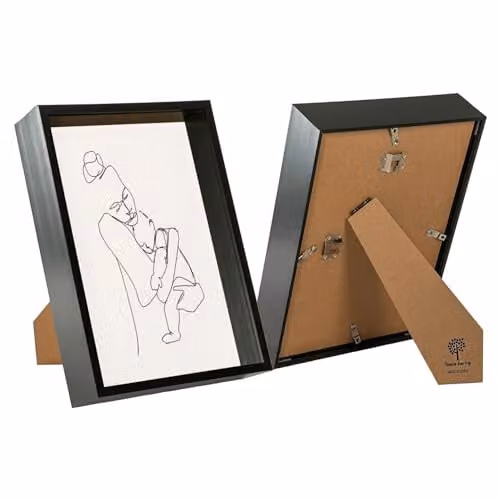 Nicola Spring Black Rectangular Deep Box Photo Frame, Pack of 2, A4 – 1