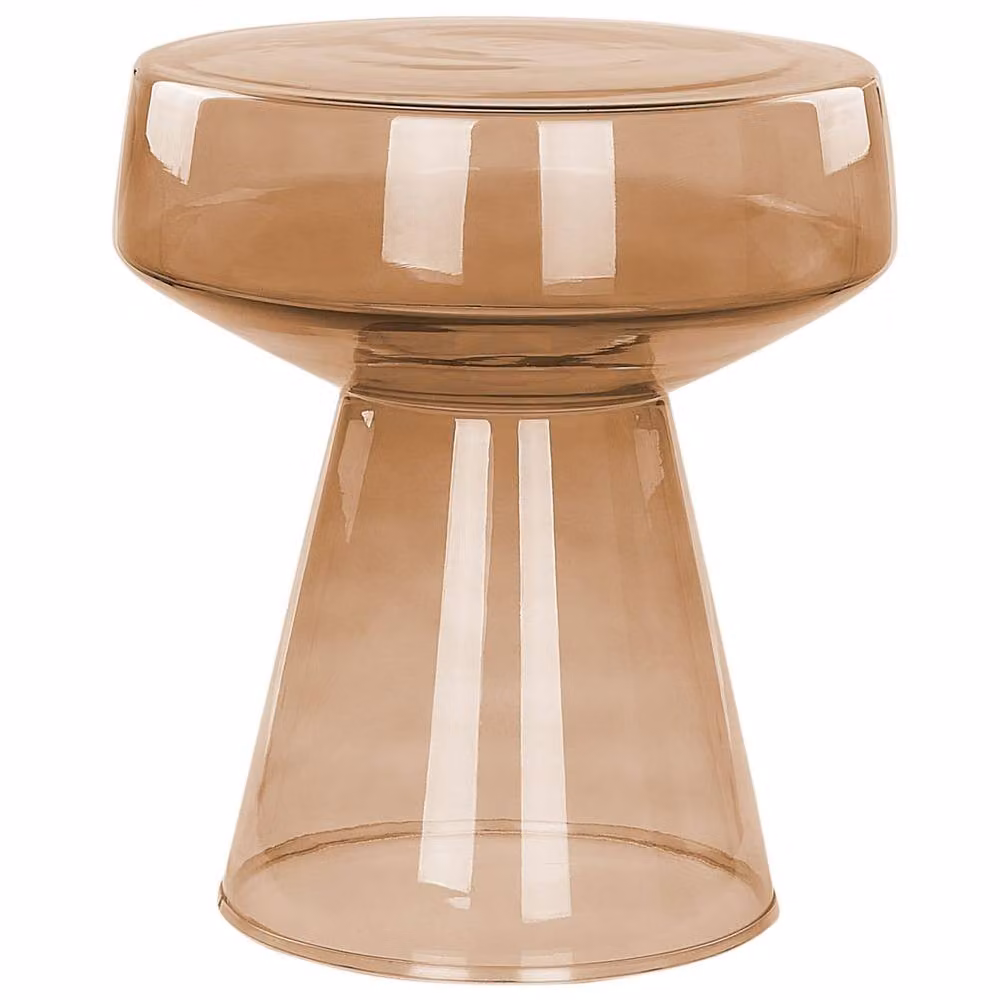 Wyld and Coco Set of 2 Round Glass Side Tables in Golden Brown and Gold – 2