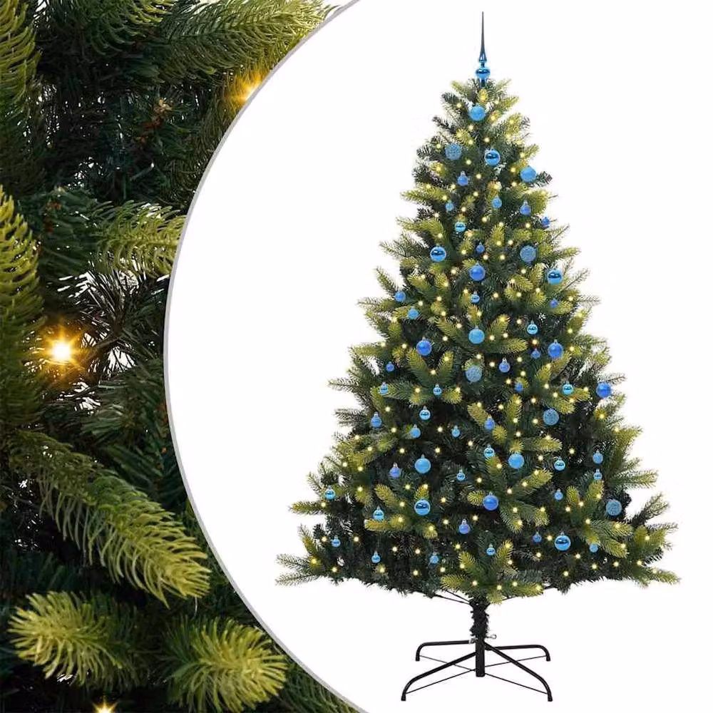 Berkfield Home Artificial Hinged Christmas Tree with 300 LEDs, Green, Height: 240 cm – 2
