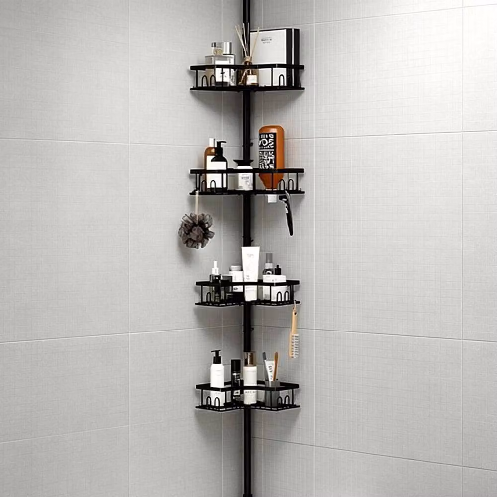 Ventryn 4 Tier Telescopic Wall Mounted Corner Bathroom Shower Caddy in Black – 3