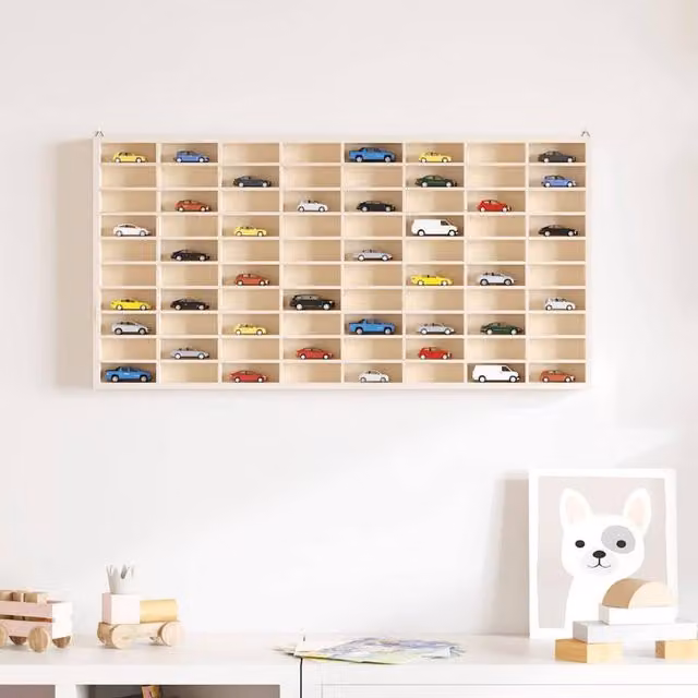 Berkfield Home Wall Mounted Display Cabinet with 80 Compartments, Light Beige, W: 80 cm, D: 4.5 cm, H: 40.5 cm