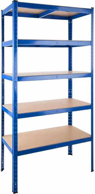 tectake Heavy-Duty 5-Tier Garage Shelving Unit with MDF Shelves and Galvanised Steel Frame, Blue, W: 132.5 cm, D: 45.5 cm, H: 180.5 cm – 6