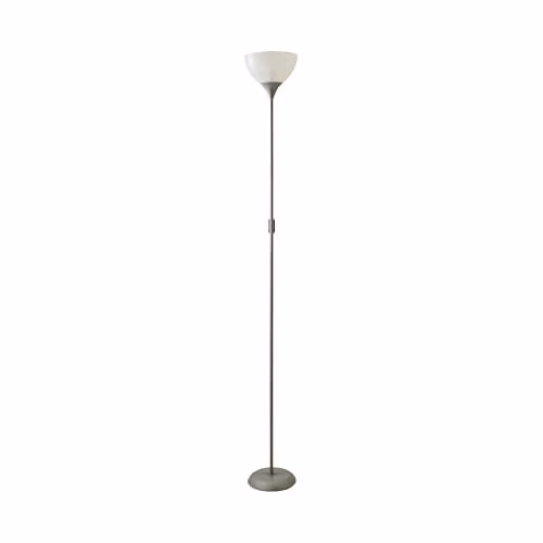 ValueLights Dalby Modern Silver Uplighter Floor Lamp with White Glass Shade