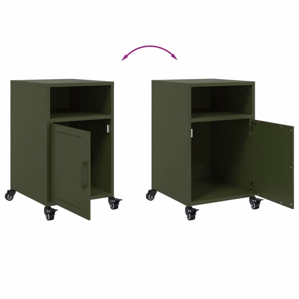 Berkfield Home Set of 2 Modern Metal Bedside Cabinets in Olive Green, W/D/H: 36 x 39 x 59 cm – 4