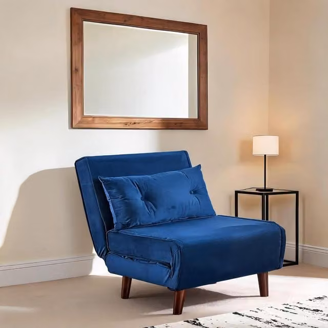 Home Source Morella Velvet Single Folding Sofa Bed in Blue, Green or Grey