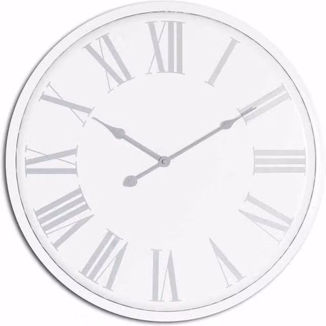 Lemon Pavilion Furniture and Decor Flemings Modern Metal Wall Clock, White, W: 49 cm, H: 49 cm, D: 4 cm