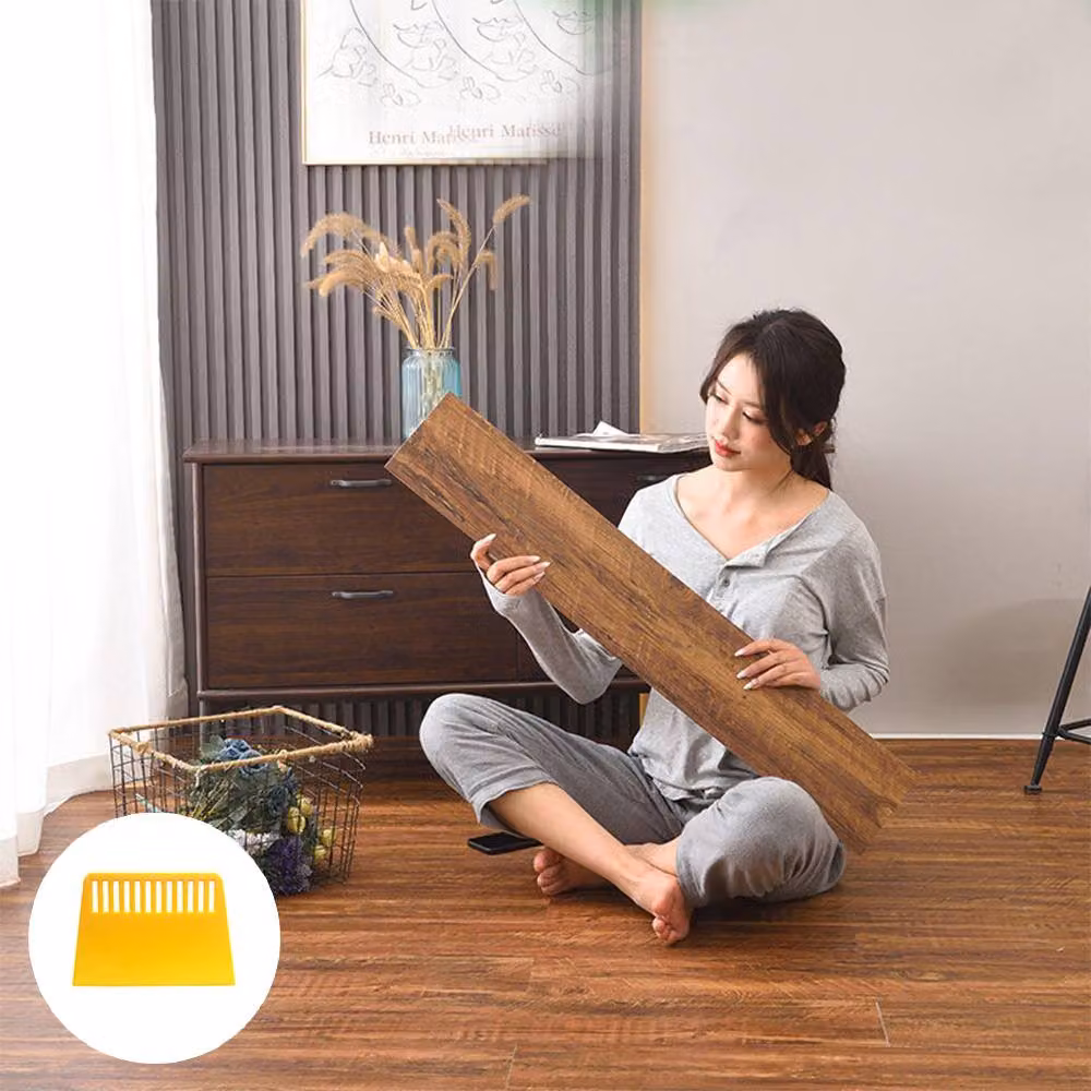 Ventryn Self Adhesive Wood Effect Vinyl Floor Tiles, 36pcs, Brown Rustic Plank Style – 2