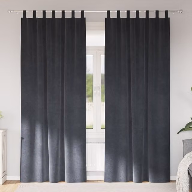 Berkfield Home Blackout Velvet Curtains with Hanging Loops, 2 Pack, Grey, W: 140 cm, H: 260 cm