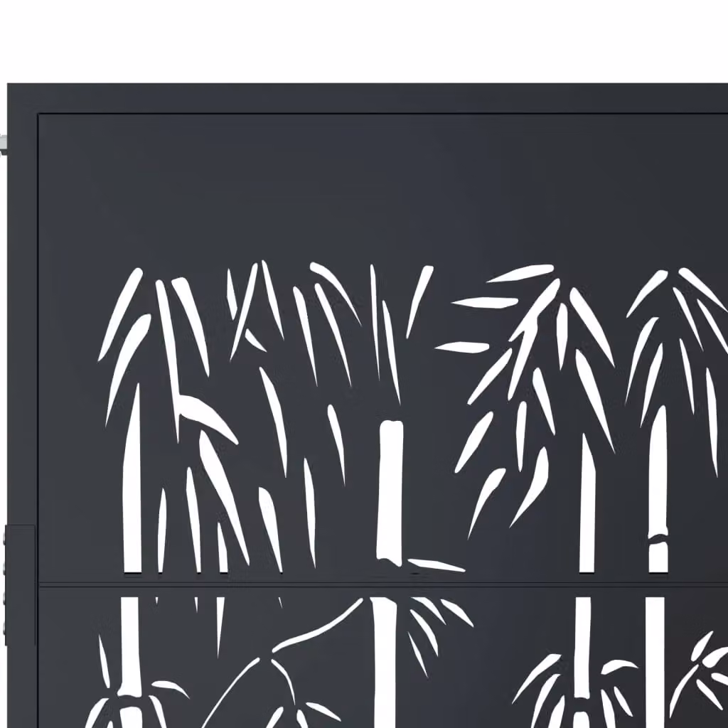 Berkfield Anthracite Steel Garden Gate with Bamboo Design W/H: 105 x 105 cm – 3
