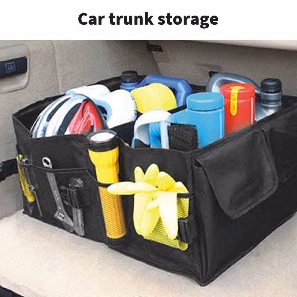 KORVIXA Foldable and Portable Car Boot Organiser in Black, W: 90 cm x D: 90 cm – 5