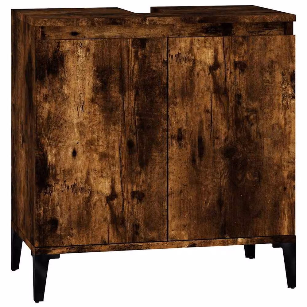Berkfield Home Smoked Oak Sink Cabinet in Brown, W/D/H: 58 x 33 x 60 cm – 2