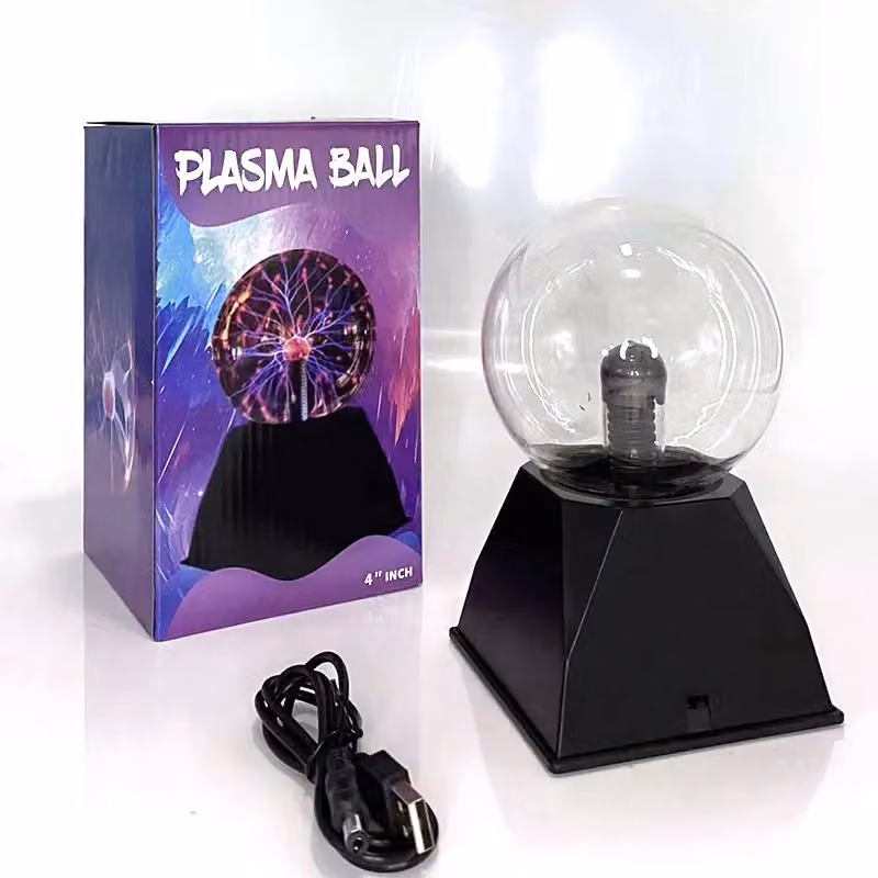Leaper 4 Inch Sound Sensitive Static Ball Plasma Magic Night Lamp in Black – 4