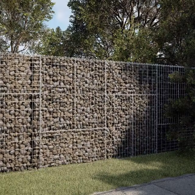 Berkfield Home Silver Galvanised Steel Gabion Basket with Cover W: 200 cm, D: 100 cm, H: 150 cm