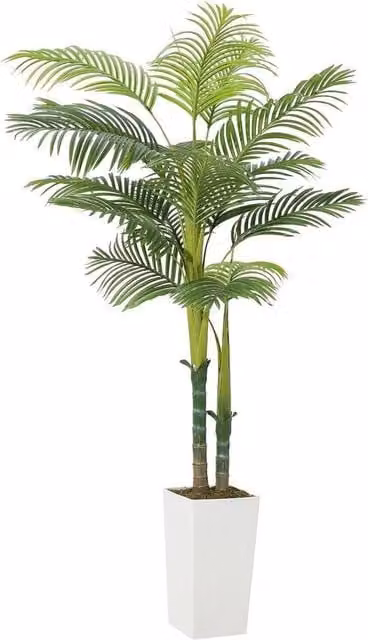 VOGREX Realistic Artificial Green Palm Tree with White Planter, Height: 180 cm