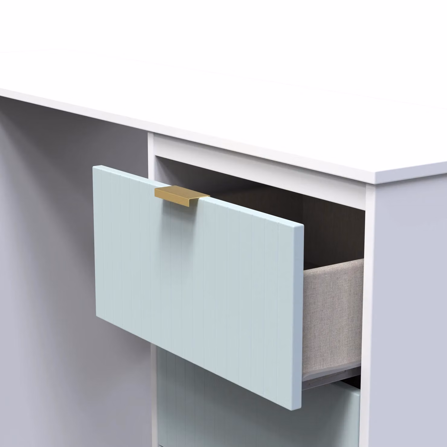 Ready Assembled 2 U Denver 6 Drawer Kneehole Desk in Duck Egg Blue – 2
