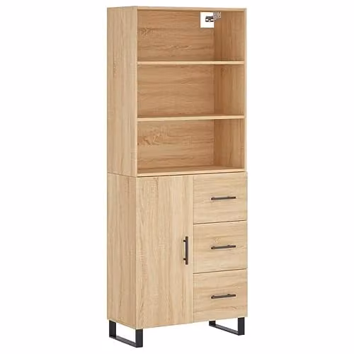 vidaXL Industrial Highboard in Brown Sonoma Oak, W/D/H: 69.5 x 34 x 180 cm